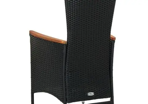 Set mobilier de exterior 9 piese negru poliratan lemn de acacia - 5/5