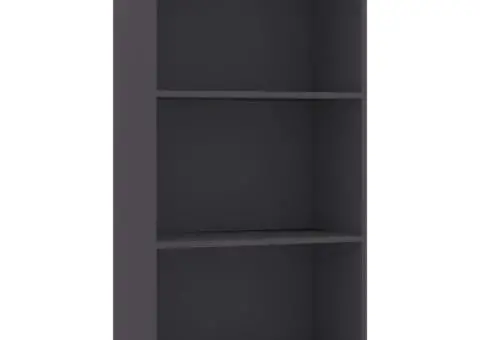 Bibliotecă cu 3 rafturi, gri, 60x30x114 cm, lemn prelucrat - 2/5