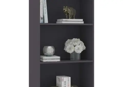 Bibliotecă cu 3 rafturi, gri, 60x30x114 cm, lemn prelucrat - 3/5