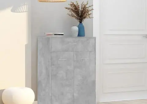 Pantofar, gri beton, 60x35x84 cm, lemn prelucrat - 1/5