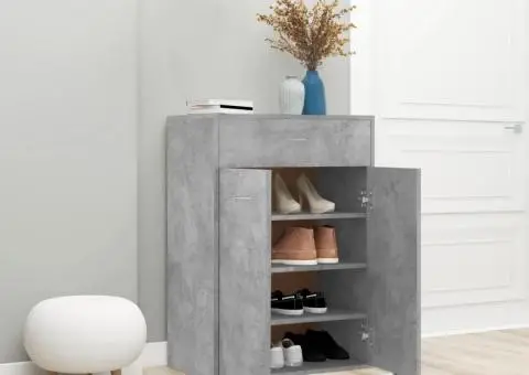 Pantofar, gri beton, 60x35x84 cm, lemn prelucrat - 3/5