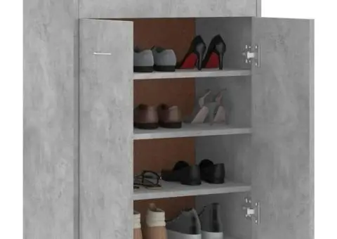 Pantofar, gri beton, 60x35x84 cm, lemn prelucrat - 4/5