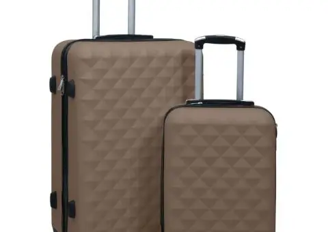 Set de valize cu carcasă rigidă, 2 piese, maro, ABS - 1/5