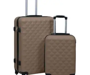 vidaXL Set de valize cu carcasă rigidă, 2 piese, maro, ABS