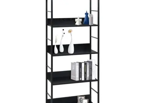 Etajeră cărți 5 rafturi, negru, 60x27,6x158,5 cm lemn prelucrat - 2/5