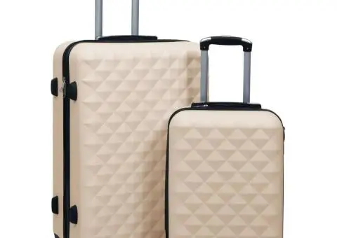 Set de valize cu carcasă rigidă, 2 piese, auriu, ABS - 1/5