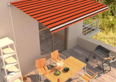 Copertină retractabilă manual, portocaliu & maro, 450 x 300 cm - 1/5