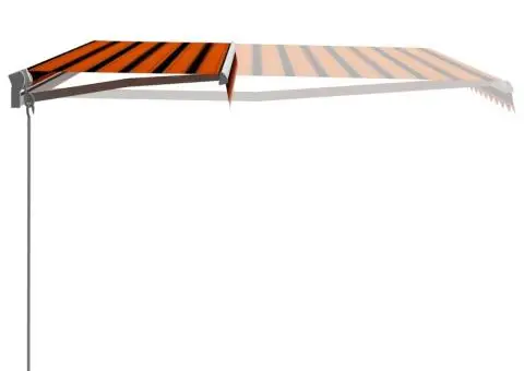 Copertină retractabilă manual, portocaliu & maro, 450 x 300 cm - 4/5