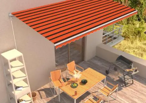 Copertină retractabilă manual, portocaliu și maro, 600 x 300 cm - 1/5