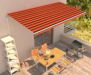 vidaXL Copertină retractabilă manual, portocaliu și maro, 600 x 300 cm