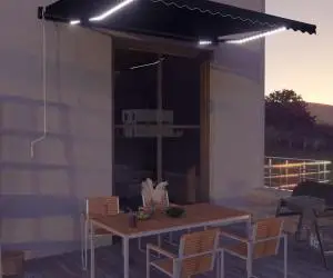 vidaXL Copertină retractabilă manual cu LED, antracit, 450 x 300 cm