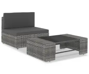 vidaXL Set mobilier de grădină, 2 piese, gri, poliratan