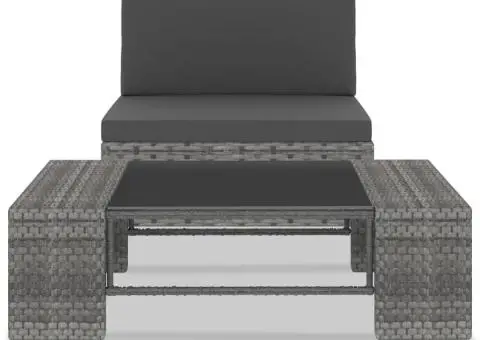 Set mobilier de grădină, 2 piese, gri, poliratan - 2/5