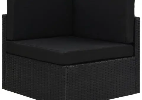 Canapea de colț modulară, negru, poliratan - 1/5