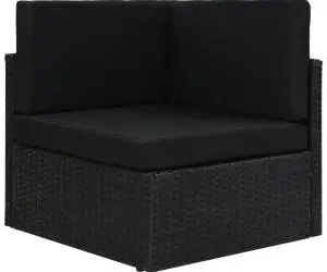 vidaXL Canapea de colț modulară, negru, poliratan