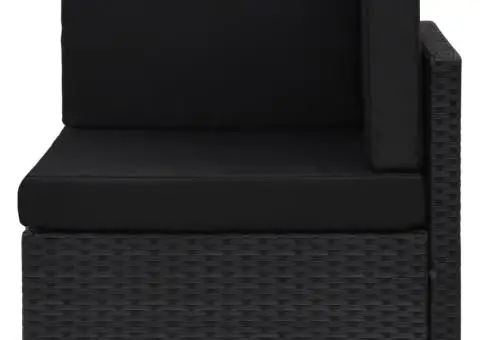 Canapea de colț modulară, negru, poliratan - 2/5