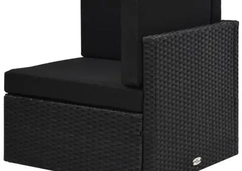 Canapea de colț modulară, negru, poliratan - 3/5