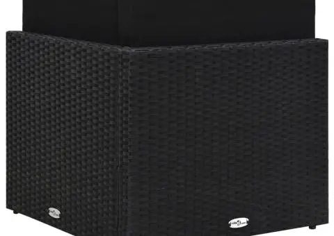 Canapea de colț modulară, negru, poliratan - 4/5