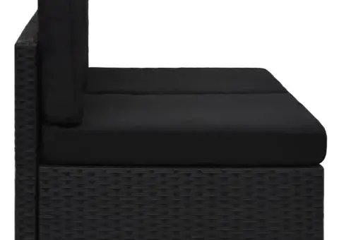 Canapea modulară cu 2 locuri, negru, poliratan - 3/5