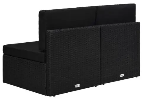 Canapea modulară cu 2 locuri, negru, poliratan - 4/5