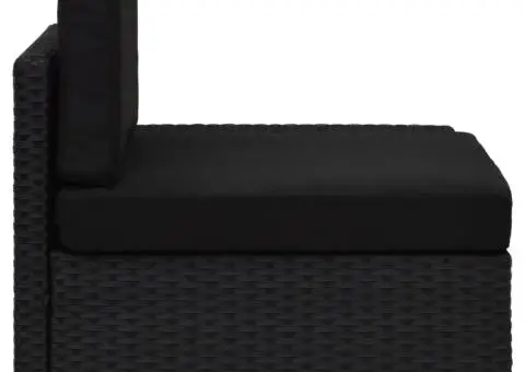 Canapea de colț modulară cu cotieră stânga, negru, poliratan - 3/5