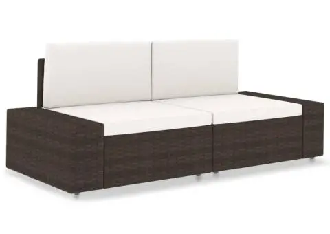 Canapea modulară cu 2 locuri, maro, poliratan - 1/5