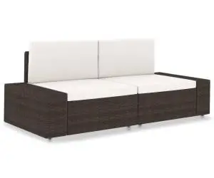 vidaXL Canapea modulară cu 2 locuri, maro, poliratan