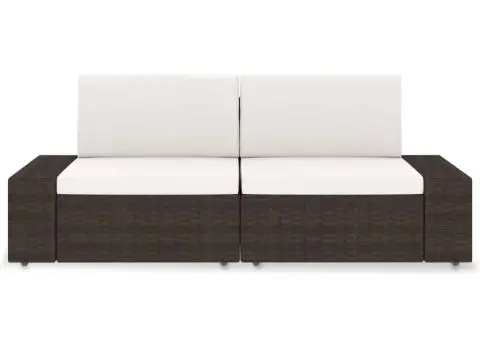 Canapea modulară cu 2 locuri, maro, poliratan - 2/5