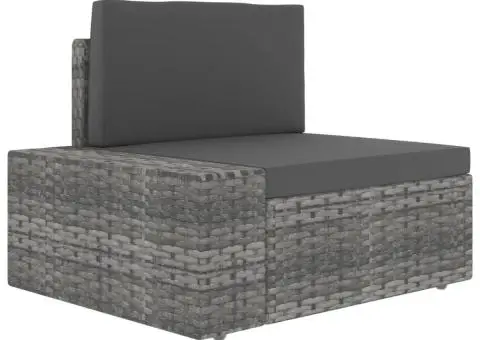 Canapea de colț modulară cu cotieră dreapta, gri, poliratan - 1/5