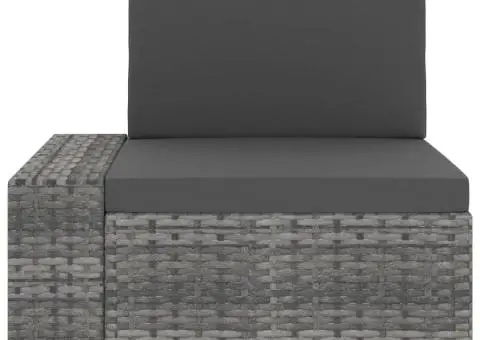 Canapea de colț modulară cu cotieră dreapta, gri, poliratan - 2/5