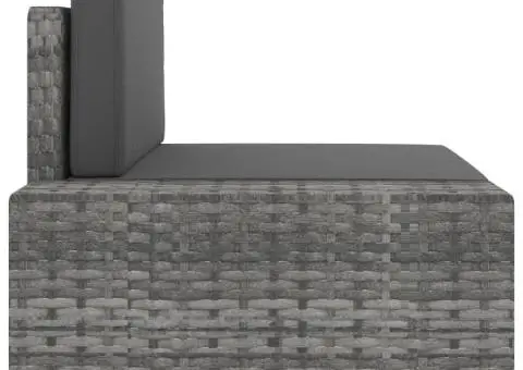 Canapea de colț modulară cu cotieră dreapta, gri, poliratan - 3/5