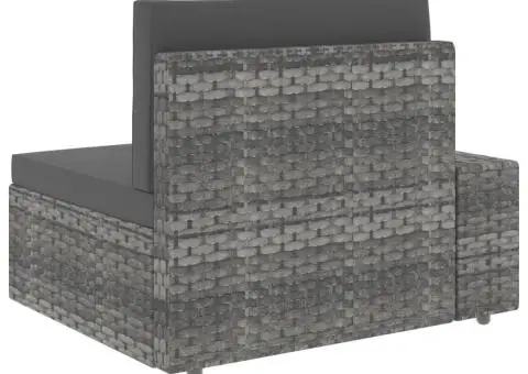 Canapea de colț modulară cu cotieră dreapta, gri, poliratan - 4/5