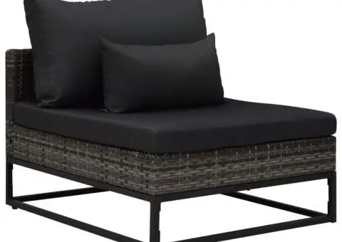 Set canapele de grădină cu perne, 3 piese, gri, poliratan - 5/5