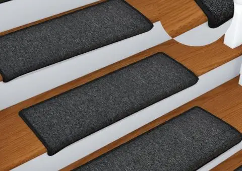 Covorașe de trepte de scară, 15 buc., antracit, 65x21x4 cm - 1/5