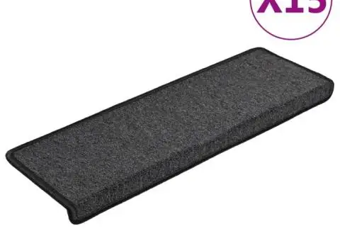 Covorașe de trepte de scară, 15 buc., antracit, 65x21x4 cm - 2/5