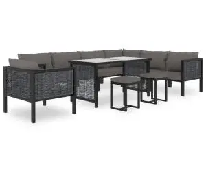vidaXL Set mobilier de grădină cu perne, 10 piese, antracit, poliratan