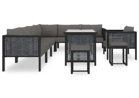 Set mobilier de grădină cu perne, 10 piese, antracit, poliratan - 2/5