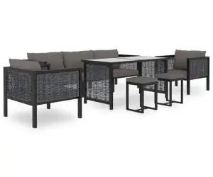 vidaXL Set mobilier de grădină cu perne, 8 piese, antracit, poliratan