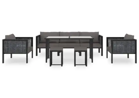 Set mobilier de grădină cu perne, 8 piese, antracit, poliratan - 2/5