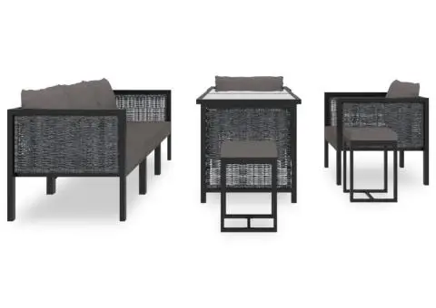 Set mobilier de grădină cu perne, 8 piese, antracit, poliratan - 3/5
