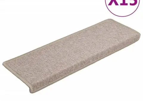 Covorașe de trepte de scară, 15 buc., gri taupe, 65x21x4 cm - 2/5