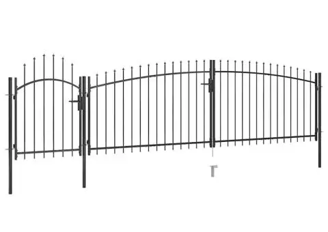 Poartă gard pentru grădină cu vârf suliță, negru 5 x 1,75 m - 1/5