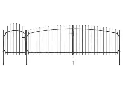 Poartă gard pentru grădină cu vârf suliță, negru 5 x 1,75 m - 2/5