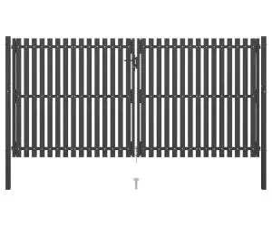 vidaXL Poartă de gard grădină, antracit, 4 x 2,25 m, oțel