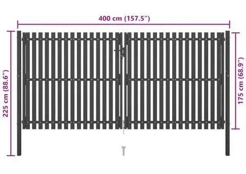 Poartă de gard grădină, antracit, 4 x 2,25 m, oțel - 5/5