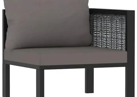 Canapea de colț modulară, cotieră stânga, antracit, poliratan - 1/5