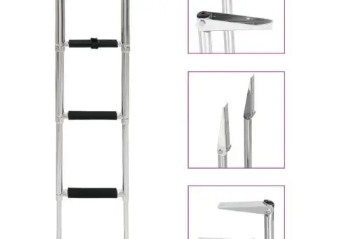 Scară de îmbarcare pliabilă, cu 4 trepte, oțel inoxidabil - 1/5