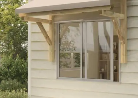 Copertină de ușă, 150x100x100 cm, lemn masiv de pin - 1/5