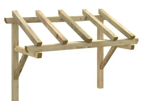 Copertină de ușă, 150x100x100 cm, lemn masiv de pin - 2/5