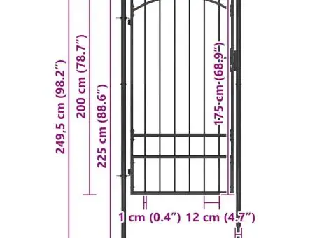 Poartă de grădină, negru, 1 x 2,5 m, oțel - 5/5